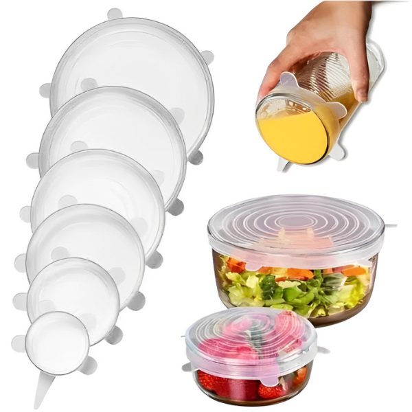 COMPRE 6 LEVE 12 - KIT Tampas de Silicone Anti-Bacteriano (UNIVERSAL) | Frete Grátis